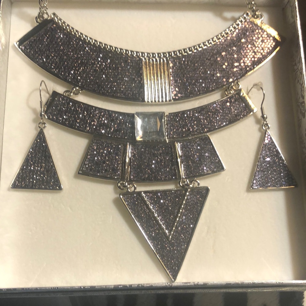 Purple stardust necklace and earring set